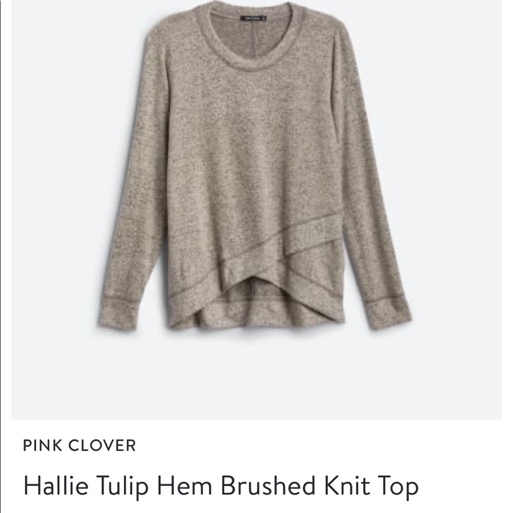 NWT Pink Clover - XSP Hallie Tulip Hem Brushed Knit Top - Taupe, grey; stitchfix